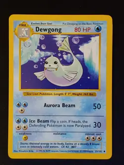Dewgong 25/102 Uncommon Base Set Shadowless Pokemon Near Mint 4 - Image 1