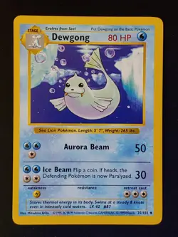 Dewgong 25/102 Uncommon Base Set Shadowless Pokemon Near Mint 3 - Image 1