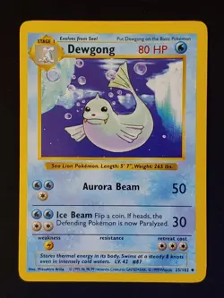 Dewgong 25/102 Uncommon Base Set Shadowless Pokemon Near Mint 5 - Image 1