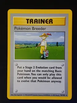 Pokemon Breeder 76/102 Rare Base Set Shadowless Pokemon Near Mint - Image 1