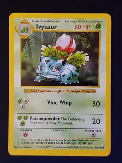 Ivysaur 30/102 Uncommon Base Set Shadowless Pokemon Near Mint - Image 1