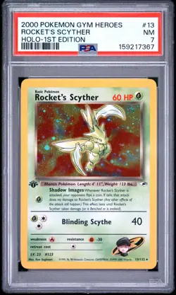 2000 POKEMON GYM HEROES HOLO-1ST EDITION #13 ROCKET'S SCYTHER PSA 7 - Image 1