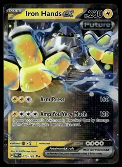 Iron Hands ex 070/182 Double Rare Paradox Rift Pokemon Holo NM - Image 1