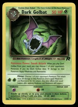 Dark Golbat 24/82 Rare Team Rocket Pokemon Unlimited LP - Image 1