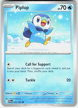 Piplup 027/094 Common Phantasmal Flames Pokemon Near Mint - Image 1
