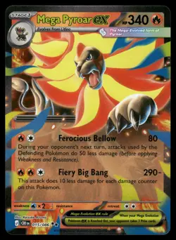 Mega Pyroar ex 015/086 Holo Double Rare Chaos Rising Pokemon Holo NM - Image 1
