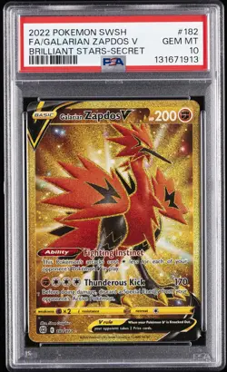 2022 POKEMON SWORD & SHIELD BRILLIANT STARS FULL ART/GALARIAN ZAPDOS V PSA 10 - Image 1