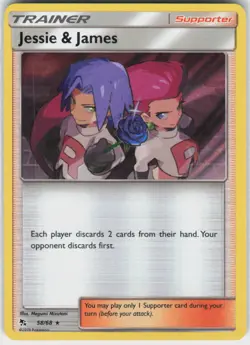Jessie & James 58/68 Holo Rare Hidden Fates Pokemon Holo NM - Image 2