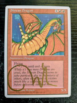 MTG FOURTH EDITION SIGNED IN GOLD RARE 1995 Shivan Dragon - Image 1