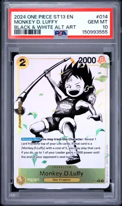 2024 One Piece EN ST13-014 Monkey D. Luffy Black & White Alt Art PSA 10 GEM MINT - Image 1