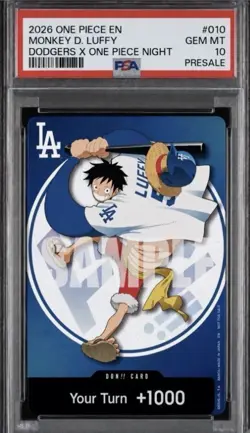 PRESALE 2026 One Piece Promo Dodgers One Piece Night Monkey D Luffy DON!! PSA 10 - Image 1