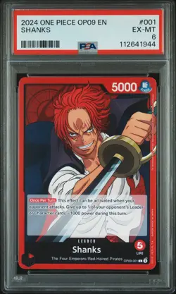 2024 ONE PIECE OP09-EMPERORS IN THE NEW WORLD #001 SHANKS PSA 6 - Image 1