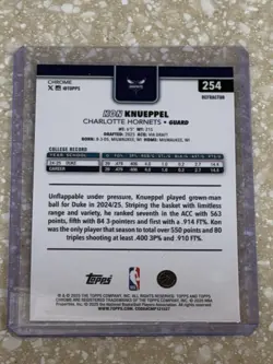 Topps 2025-26 Topps Chrome Kon Knueppel Hornets Rookie Refractor #254 - Image 2