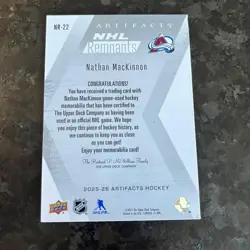 2025-26 Upper Deck Artifacts Remnants Jersey Nathan MacKinnon Colorado Avalanche - Image 2