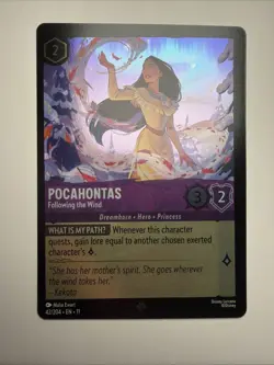 Lorcana Winterspell Pocahontas Following the Wind 42/204 Super Rare Cold Foil NM - Image 1