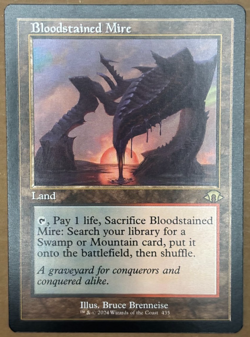 Lot of three MTG Cards (Orcish Bowmasters, Bloodstained Mire, Mount Doom) - Image 1