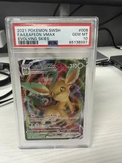 Pokemon TCG Leafeon VMAX Holo Ultra Rare Card Evolving Skies - Image 1
