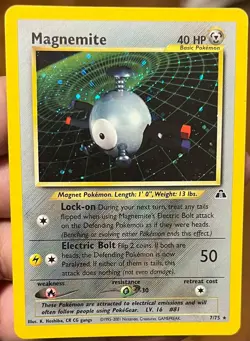 Magnemite 7/75 2001 Neo Discovery Pokemon Card TCG WOTC Vintage Holo Rare MP/HP - Image 1