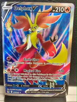 Delphox V 173/196 Silver Tempest Ultra Rare Pokemon Card MP Moderately Played - Image 1