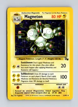 Pokemon TCG Magneton Fossil Holo Card 11/62 Unlimited Holo Rare - MP - Image 1