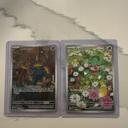 Dhelmise And Fomantis IR Pitch Black in hand! Pokemon English Both Cards - Image 1