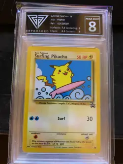 Pokemon Surfing Pikachu - GetGraded 8 - Black Star Promo 28 Grade - Image 1
