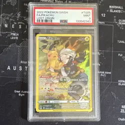 PSA 9 Pikachu TG05/TG30 Swsh11 Lost Origin Trainer Gallery Full Art Holo - Image 1