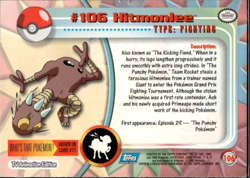Hitmonlee #106 2000 Topps Pokemon Series 2 Blue Logo - Image 2