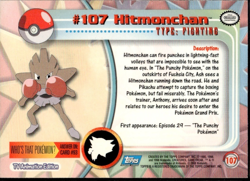 Hitmonchan #107 2000 Topps Pokemon Series 2 Blue Logo - Image 2