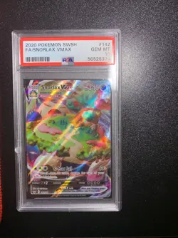 Snorlax VMAX PSA 10 Full Art Sword And Shield Base Set 142/202 Pokemon Card FA - Image 1