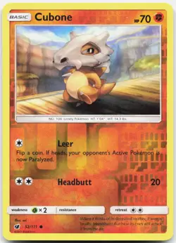 Cubone 52/111 Common Crimson Invasion Pokemon Reverse Holo NM/M - Image 1