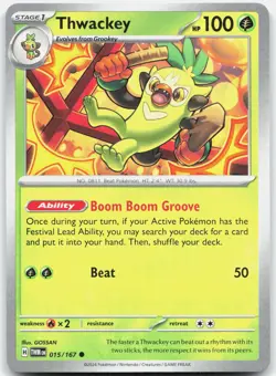 Thwackey 015/167 Common Twilight Masquerade Pokemon Near Mint - Image 1