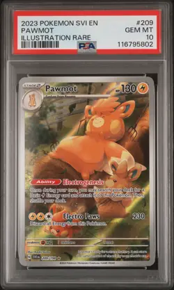 2023 Pokemon Scarlet & Violet Pawmot #209 Illustration Rare PSA 10 IR Low Pop - Image 1