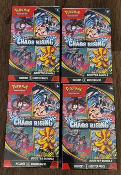 Lot of Qty 4 - Pokemon Mega Evolution Chaos Rising Booster Bundle - Sealed - Image 1