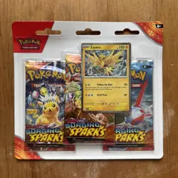 Pokemon TCG Surging Sparks 3 Pack Blister - New & Sealed - Zapdos Promo - Image 1