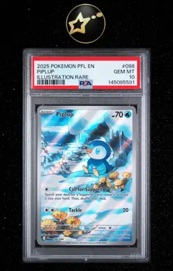 2025 Pokemon Phantasmal Flames Piplup Illustration Rare #098 PSA 10 GEM MINT - Image 1