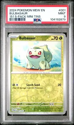 PSA 9 Bulbasaur 001/165 Scarlet & Violet 151 Costco 5-Pack Mini Tins Pokemon - Image 1