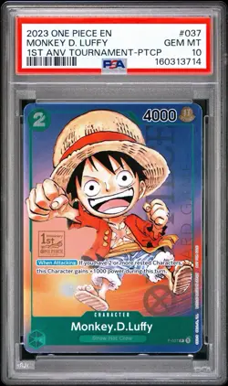 2023 ONE PIECE 1ST ANNIVERSARY TOURNAMENT #037 MONKEY D. LUFFY PSA 10 - Image 1