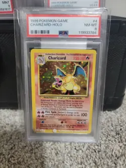 Pokemon TCG Base Set Charizard Holo Card PSA 8 004/102 - Image 1