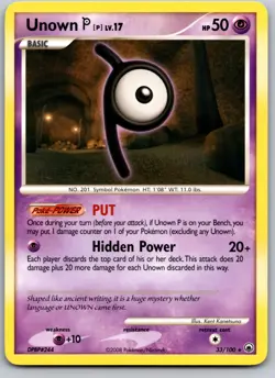 UNOWN [P] 33/100 MD MAJESTIC DAWN POKEMON CARD TCG LP 2008 - Image 2