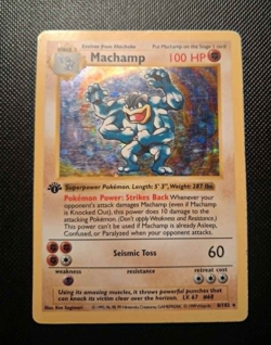 Pokemon Machamp 1st Edition Base Set Shadowless 008/102 Card. Rough Condition - Image 1
