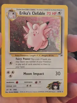 Pokemon TCG Erika's Clefable Gym Heroes Holo Card 3/132 Unlimited Rare - Image 1