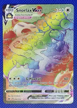 2020 Pokemon Snorlax VMax Secret Rainbow Rare 206/202 Sword & Shield Full Art - Image 1