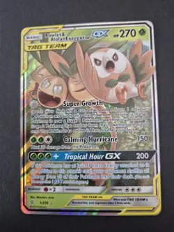 Rowlet & Alolan Exeggutor GX 1/236 Unified Minds Ultra Rare Card NM Pokemon TCG - Image 1