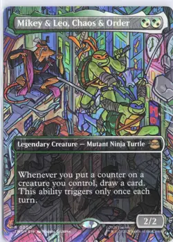 Mikey & Leo, Chaos & Order (Borderless) 0200 Teenage Mutant Ninja Turtles MTG NM - Image 1
