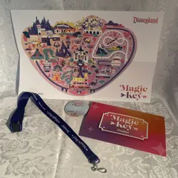 Disneyland Magic Key Annual Passholder Lot- Map, Pin, Button, Magnet & Lanyard - Image 1