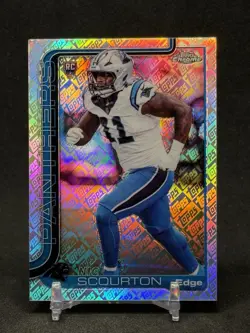 2025 Topps Chrome Nic Scourton Topps Logo Refractor #353 Carolina Panthers RC - Image 1