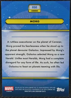 2026 Topps Finest Fantastic Four MORG Blue Refractor /150 #032 Common - Image 2