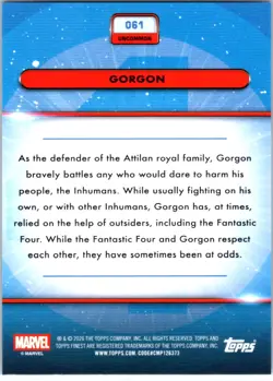 2026 Topps Finest Fantastic Four Gorgon Blue Refractor /150 #BL-037 Uncommon FGO - Image 2