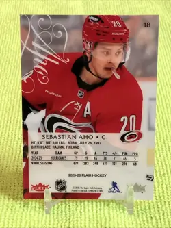 Sebastian Aho 2025-26 Flair Hockey #18 BASE - Carolina Hurricanes - Image 2